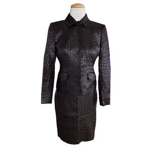 ANNE KLEIN Women’s Black Skirt Suit Size 2P 2-Piece Textured